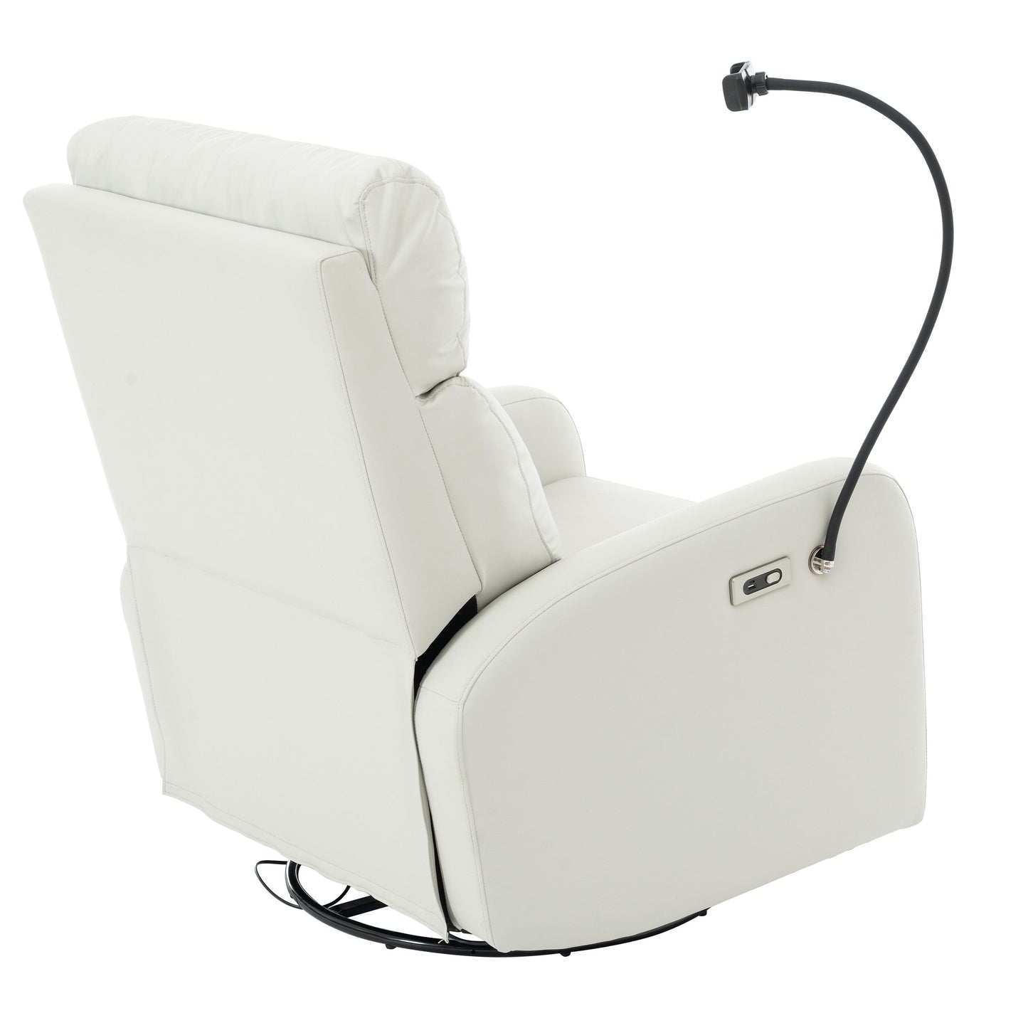 Fauteuil inclinable électrique gris pivotant à 270°, avec ports USB et repose-pieds réglable pour salon ou chambre d'enfant
