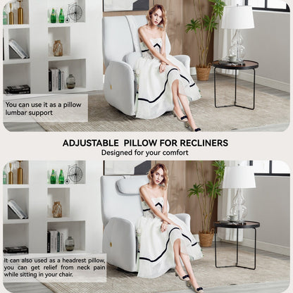 Fauteuil inclinable pivotant gris avec support lombaire, coussin de nuque, rotation à 270° et ports USB et Type-C