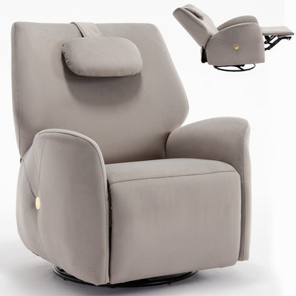 Fauteuil inclinable pivotant gris avec support lombaire, coussin de nuque, rotation à 270° et connexions USB et Type-C