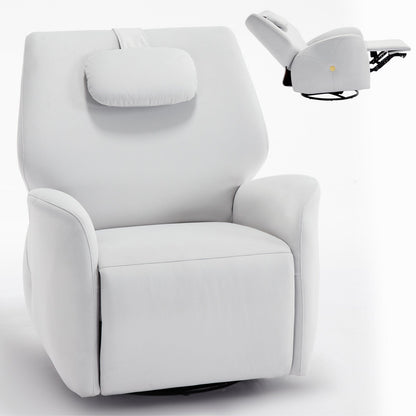 Fauteuil inclinable pivotant gris avec support lombaire, coussin de nuque, rotation à 270° et connexions USB et Type-C