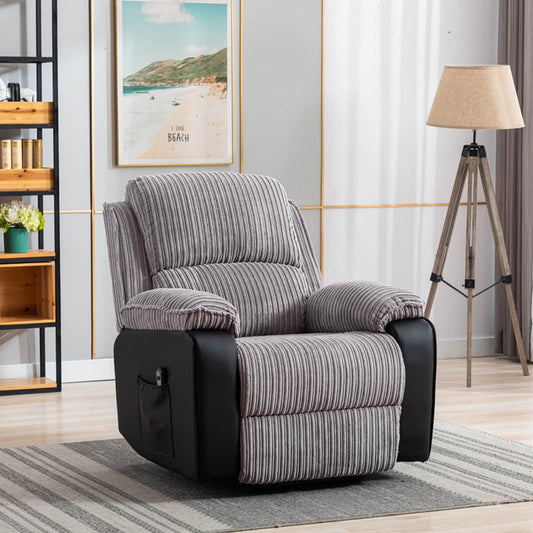 Fauteuil inclinable gris avec télécommande électrique, dossier réglable et repose-pieds pour un confort ultime dans votre espace de vie