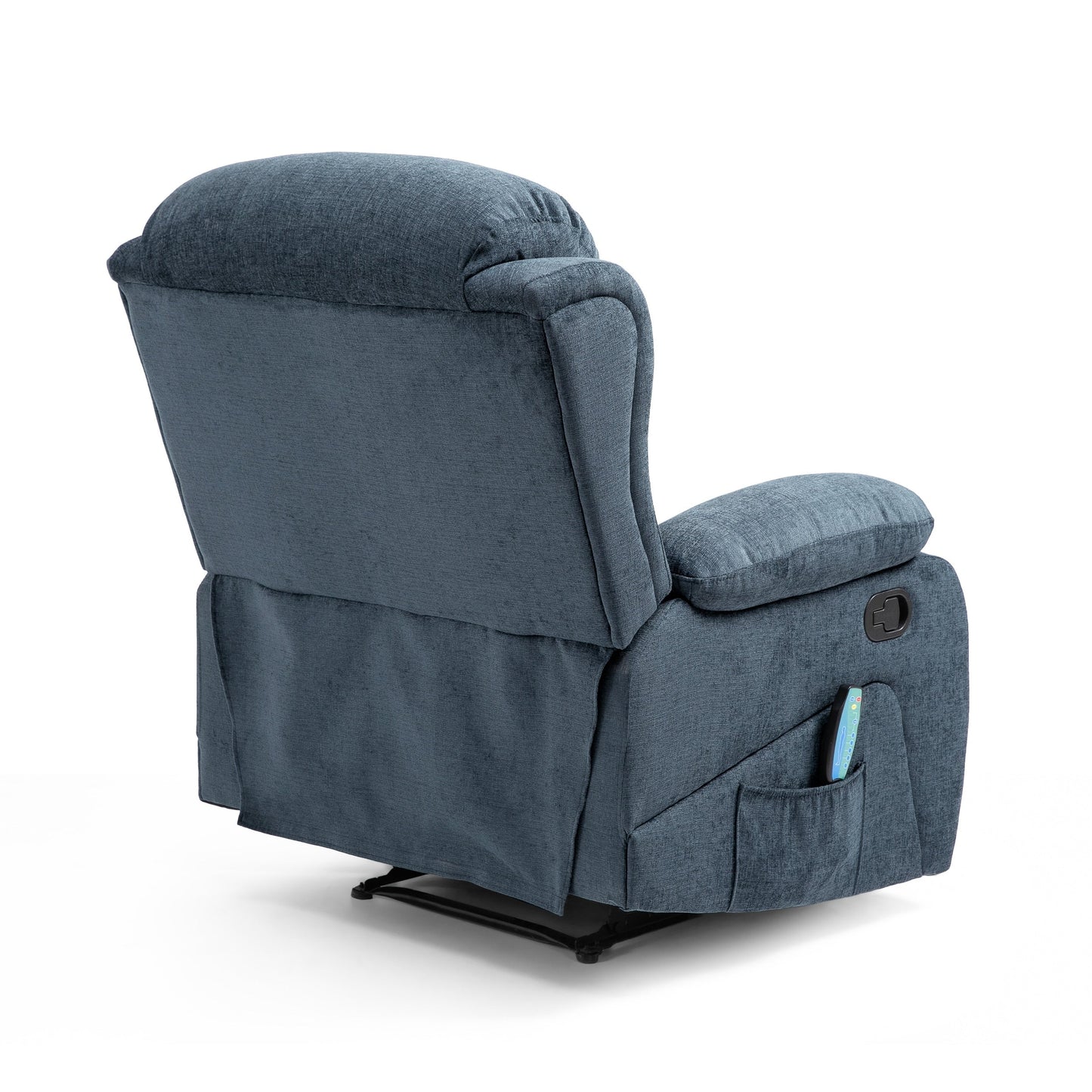 Fauteuil inclinable gris avec inclinaison manuelle, chauffage, 5 modes de massage, télécommande et poche de rangement latérale