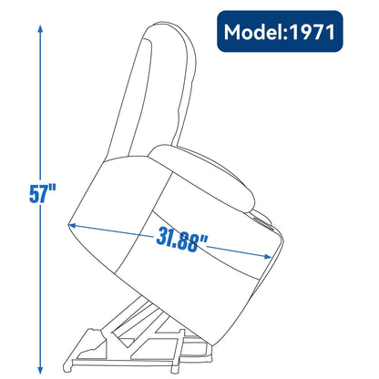 Fauteuil inclinable électrique spacieux gris avec massage, chauffage, deux ports USB, chargement Type-C et porte-gobelets