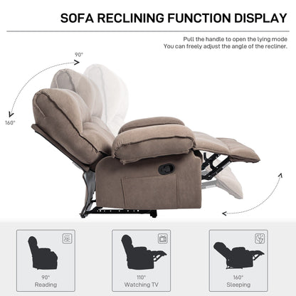 Fauteuil inclinable spacieux gris avec revêtement en polaire douce et coussin de massage chauffant pour la relaxation