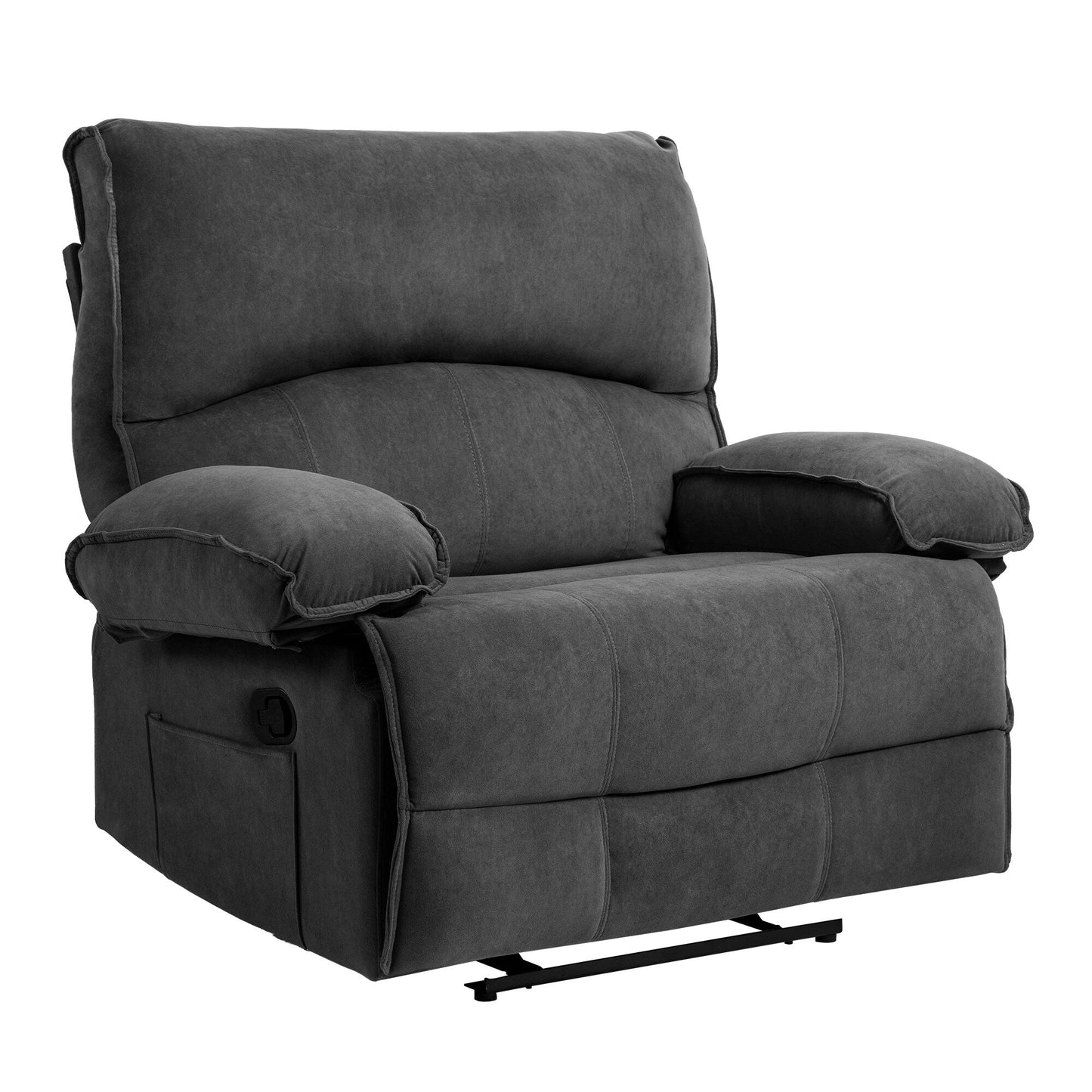 Fauteuil inclinable spacieux gris avec revêtement en polaire douce et coussin de massage chauffant pour la relaxation