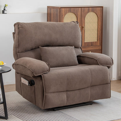 Fauteuil inclinable spacieux gris avec revêtement en polaire douce et coussin de massage chauffant pour une relaxation ultime