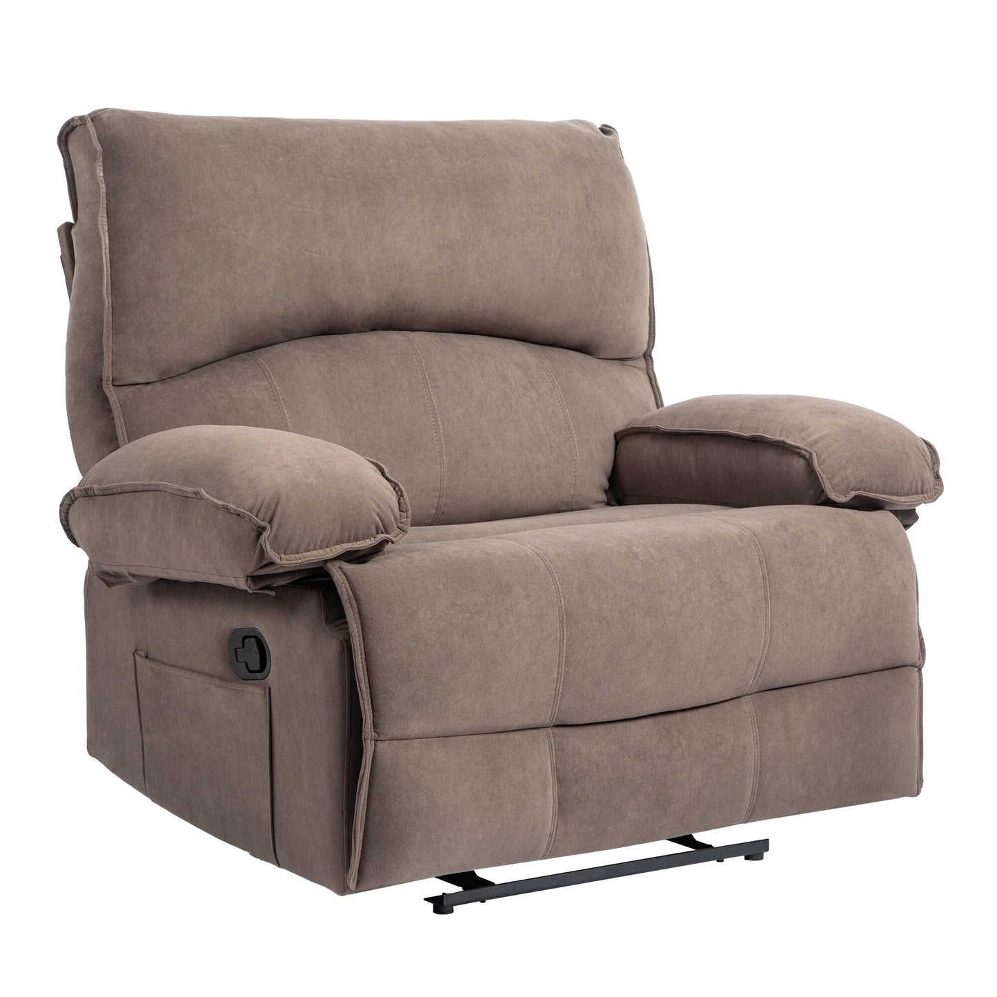 Fauteuil inclinable spacieux gris avec revêtement en polaire douce et coussin de massage chauffant pour une relaxation ultime