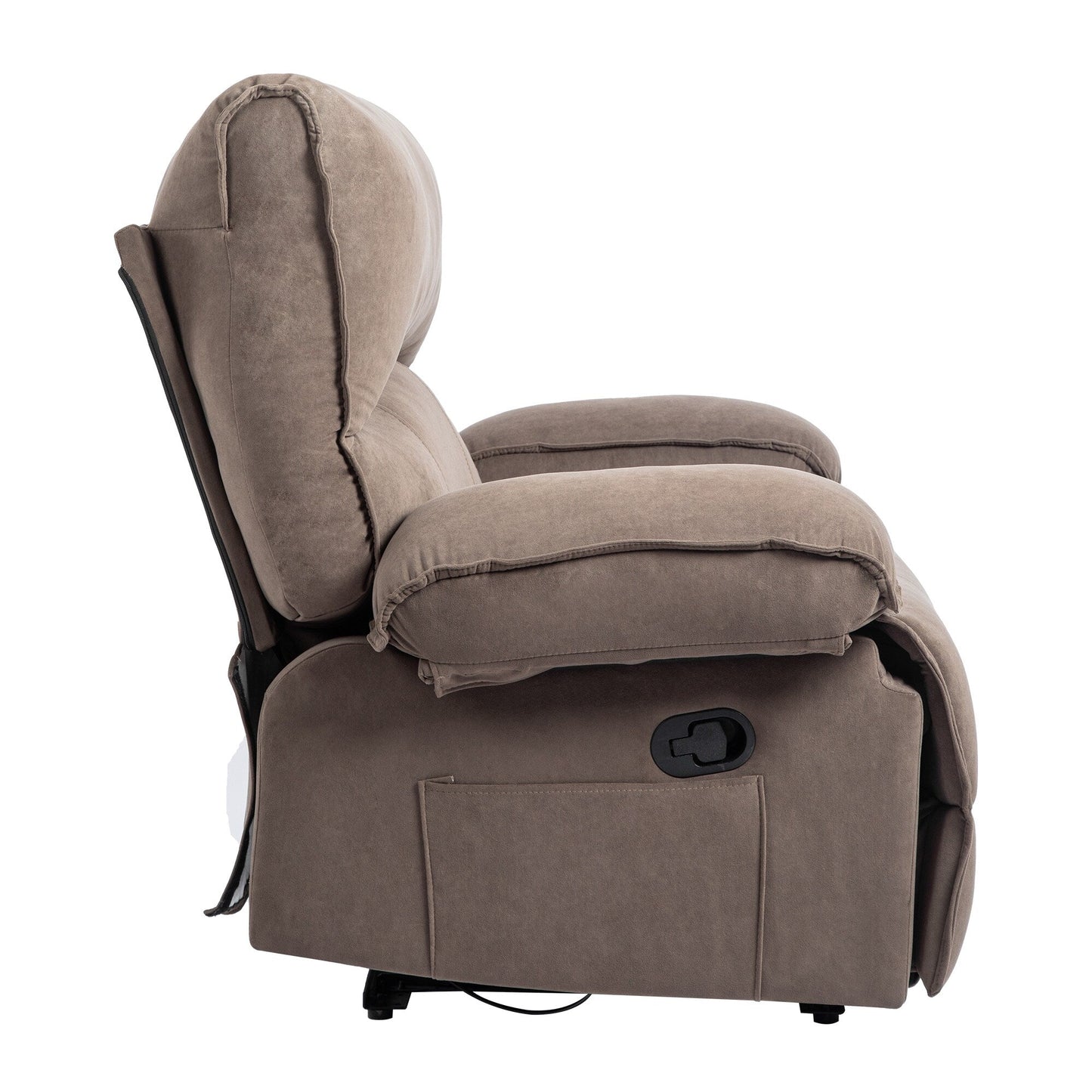 Canapé inclinable spacieux gris Chari avec revêtement en polaire ultra doux et coussin de massage chauffant
