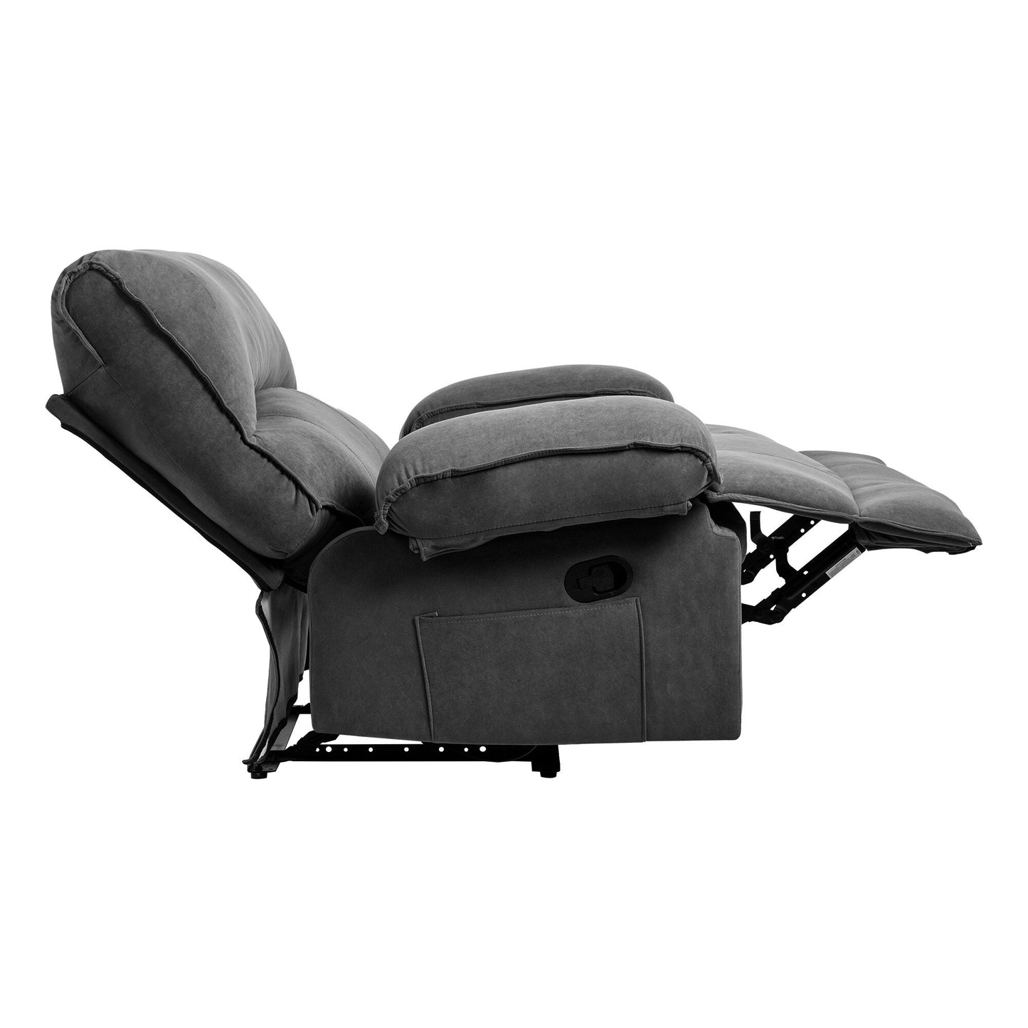 Canapé inclinable spacieux gris avec revêtement en polaire ultra doux et coussin de massage chauffant
