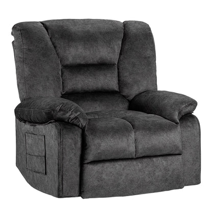 Fauteuil inclinable spacieux gris avec massage 8 points et chauffage lombaire, inclinaison réglable, conception robuste