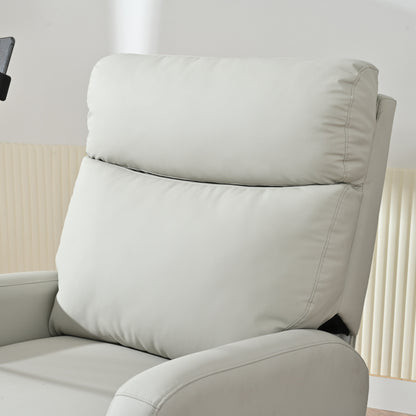 Fauteuil inclinable pivotant gris avec repose-pieds réglable et support de téléphone