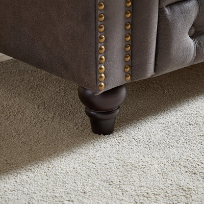 Canapé Chesterfield 3 places en tissu technique gris