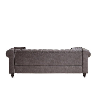 Canapé Chesterfield 3 places en tissu technique gris