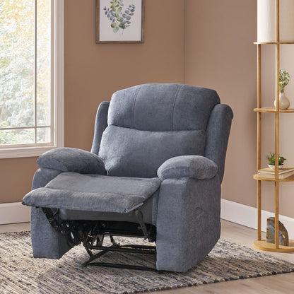 Fauteuil inclinable de massage capitonné gris avec chauffage, 5 modes de massage, inclinaison manuelle, télécommande et poche latérale