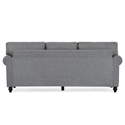 Canapé 3 places rembourré gris avec clous