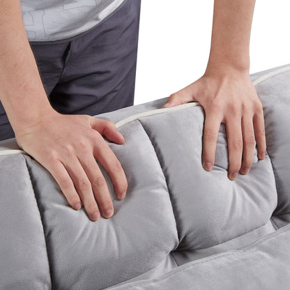 Canapé-lit simple convertible en velours gris avec port de chargement USB