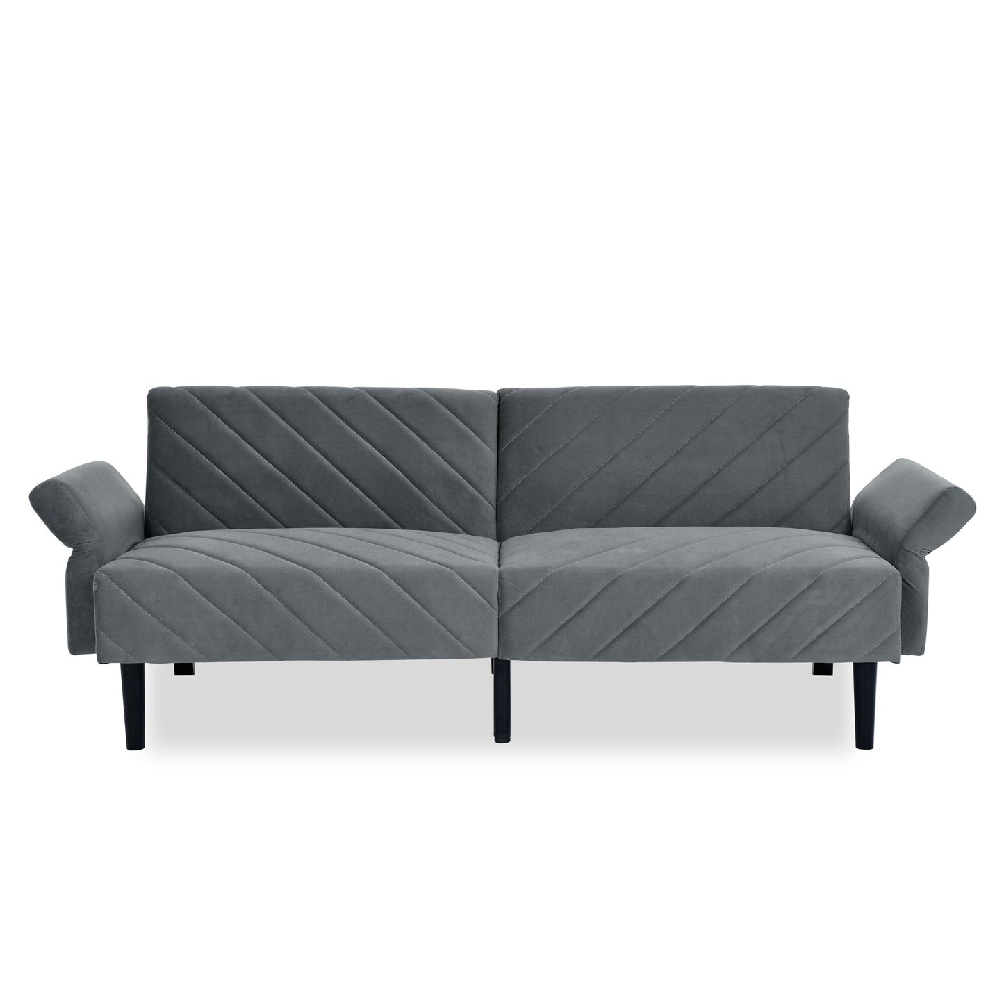 Canapé-lit futon convertible capitonné en velours gris