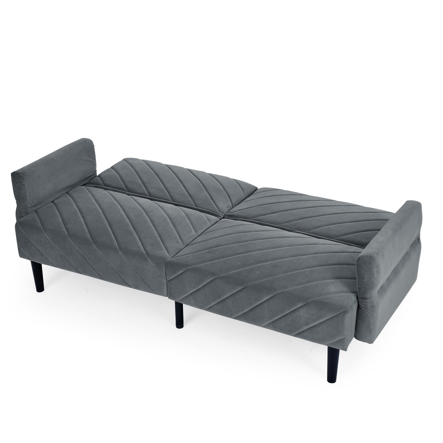 Canapé-lit futon convertible capitonné en velours gris