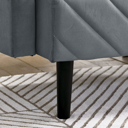 Canapé-lit futon convertible capitonné en velours gris