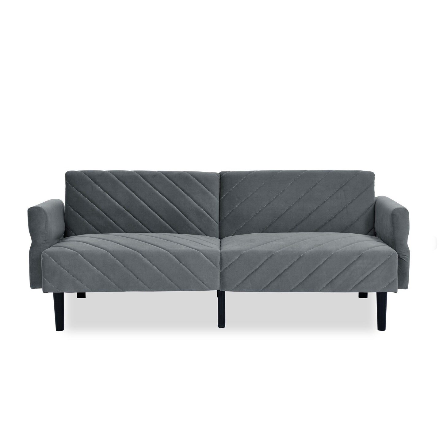 Canapé-lit futon convertible capitonné en velours gris