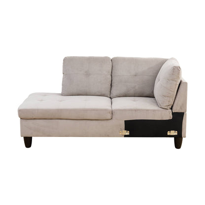 Ensemble de canapés de salon 3 pièces en velours côtelé gris et blanc