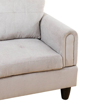 Ensemble de canapés de salon 3 pièces en velours côtelé gris et blanc