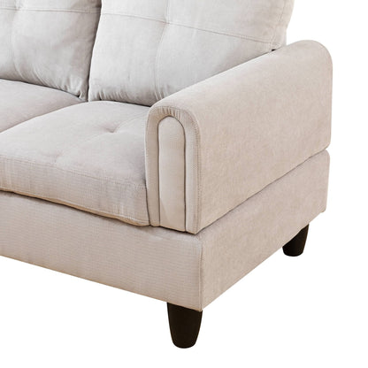 Ensemble de canapés de salon 3 pièces en velours côtelé gris et blanc