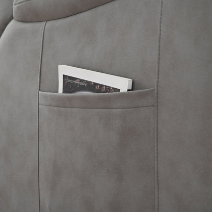 Fauteuil inclinable électrique gris à siège large pour personnes âgées avec télécommande, poche latérale et options d'inclinaison réglables