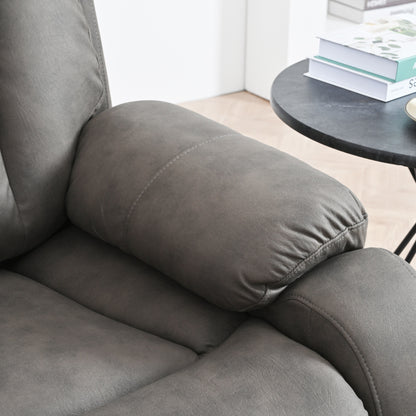 Fauteuil inclinable électrique gris à siège large pour personnes âgées avec télécommande, poche latérale et options d'inclinaison réglables