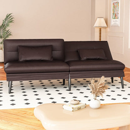 Canapé-lit futon convertible Grondin, dossier réglable sur 5 angles avec 2 oreillers, fauteuil inclinable de style moderne