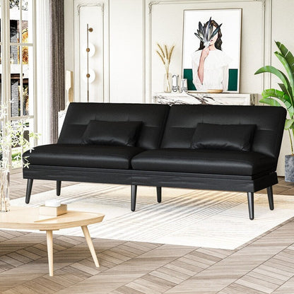 Canapé-lit futon convertible Grondin, dossier réglable sur 5 angles avec 2 oreillers, fauteuil inclinable de style moderne