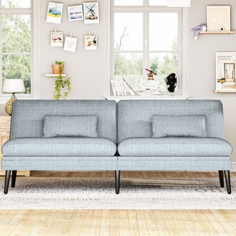 Canapé-lit futon convertible Grondin, dossier réglable sur 5 angles avec 2 oreillers, fauteuil inclinable de style moderne