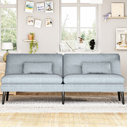 Canapé-lit futon convertible Grondin, dossier réglable sur 5 angles avec 2 oreillers, fauteuil inclinable de style moderne