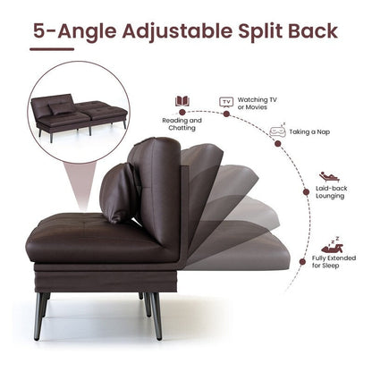 Canapé-lit futon convertible Grondin, dossier réglable sur 5 angles avec 2 oreillers, fauteuil inclinable de style moderne