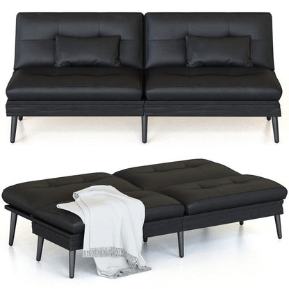 Canapé-lit futon convertible Grondin, dossier réglable sur 5 angles avec 2 oreillers, fauteuil inclinable de style moderne