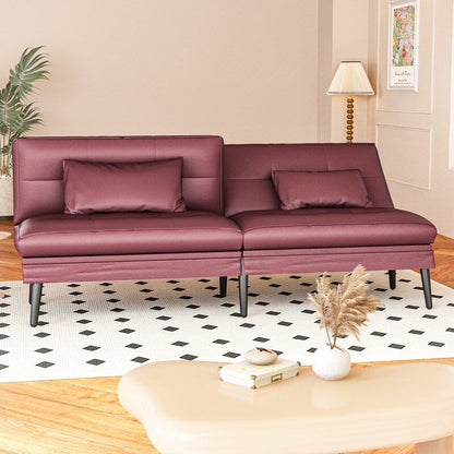 Canapé-lit futon convertible Grondin, dossier réglable sur 5 angles avec 2 oreillers, fauteuil inclinable de style moderne