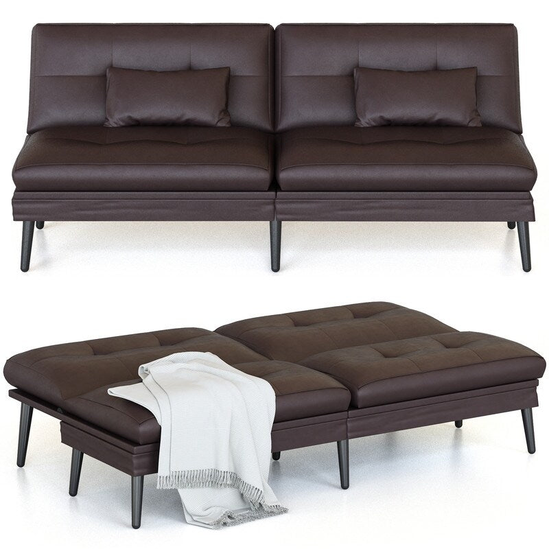 Canapé-lit futon convertible Grondin, dossier réglable sur 5 angles avec 2 oreillers, fauteuil inclinable de style moderne