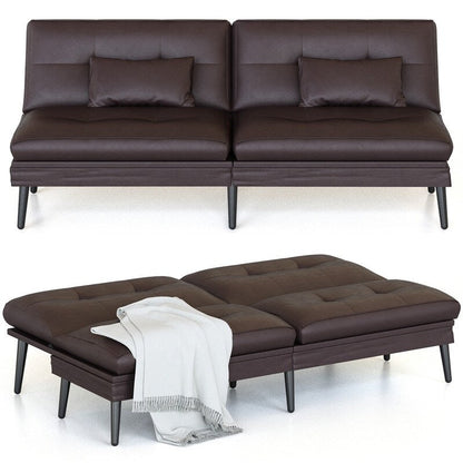 Canapé-lit futon convertible Grondin, dossier réglable sur 5 angles avec 2 oreillers, fauteuil inclinable de style moderne