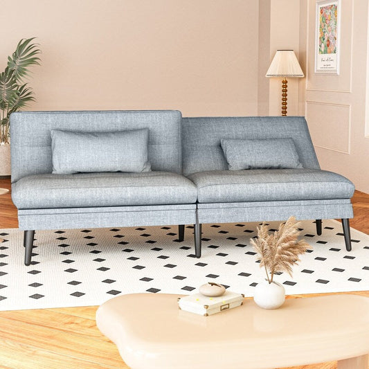 Canapé-lit futon convertible Grondin, dossier réglable sur 5 angles avec 2 oreillers, fauteuil inclinable de style moderne