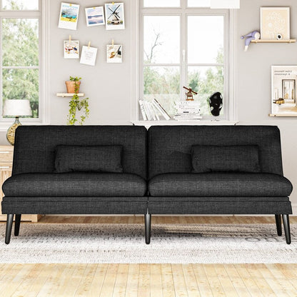 Canapé-lit futon convertible Grondin, dossier réglable sur 5 angles avec 2 oreillers, fauteuil inclinable de style moderne