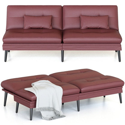 Canapé-lit futon convertible Grondin, dossier réglable sur 5 angles avec 2 oreillers, fauteuil inclinable de style moderne