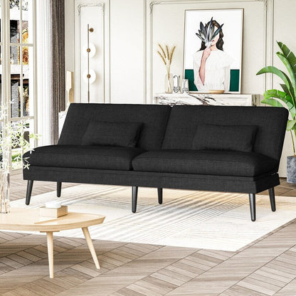 Canapé-lit futon convertible Grondin, dossier réglable sur 5 angles avec 2 oreillers, fauteuil inclinable de style moderne