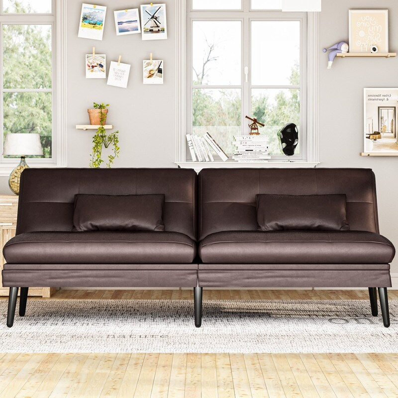 Canapé-lit futon convertible Grondin, dossier réglable sur 5 angles avec 2 oreillers, fauteuil inclinable de style moderne