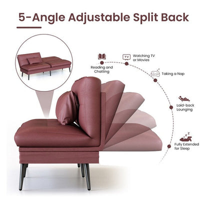 Canapé-lit futon convertible Grondin, dossier réglable sur 5 angles avec 2 oreillers, fauteuil inclinable de style moderne