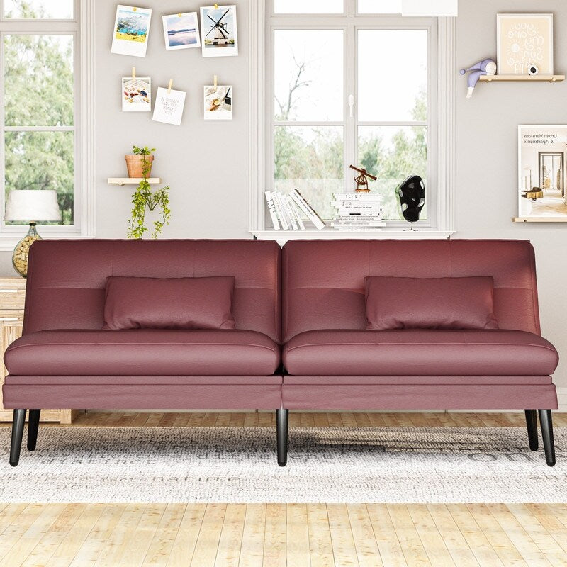 Canapé-lit futon convertible Grondin, dossier réglable sur 5 angles avec 2 oreillers, fauteuil inclinable de style moderne