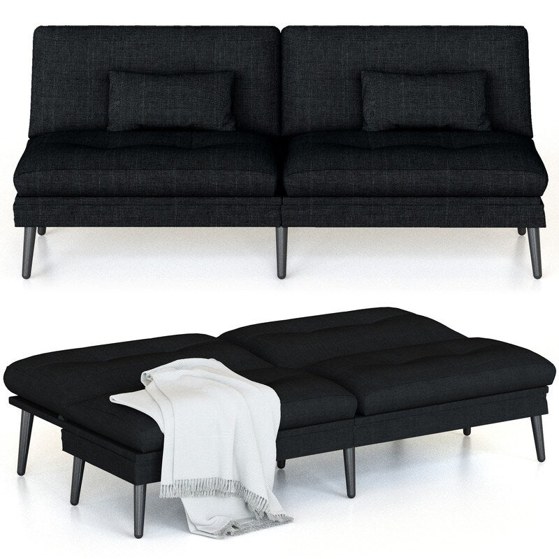 Canapé-lit futon convertible Grondin, dossier réglable sur 5 angles avec 2 oreillers, fauteuil inclinable de style moderne