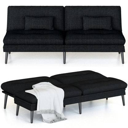 Canapé-lit futon convertible Grondin, dossier réglable sur 5 angles avec 2 oreillers, fauteuil inclinable de style moderne