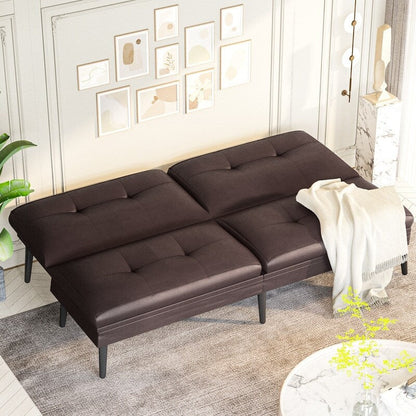 Canapé-lit futon convertible Grondin, dossier réglable sur 5 angles avec 2 oreillers, fauteuil inclinable de style moderne