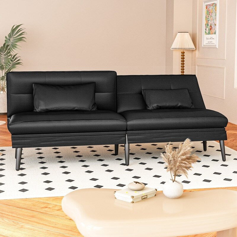 Canapé-lit futon convertible Grondin, dossier réglable sur 5 angles avec 2 oreillers, fauteuil inclinable de style moderne