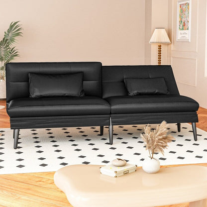 Canapé-lit futon convertible Grondin, dossier réglable sur 5 angles avec 2 oreillers, fauteuil inclinable de style moderne